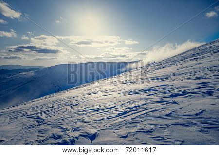 Slope on the skiing resort  in Carpathians. Ukraine