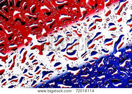 Thai Flag Under Water Droplet Background