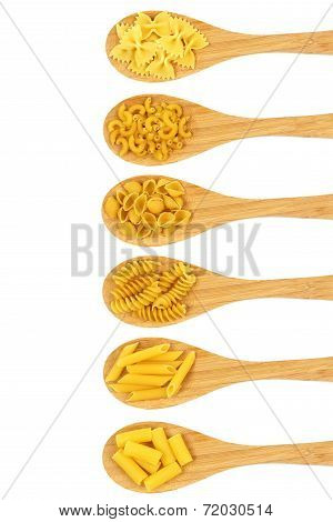 Spoons with various pasta