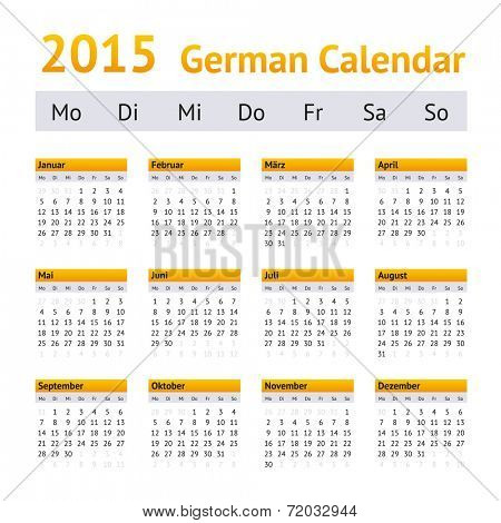 2015 German Calendar. Week starting on Monday