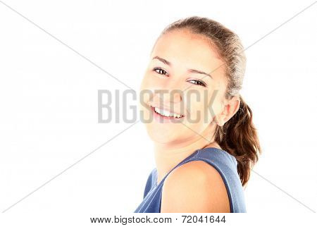 Happy teenage girl is smiling