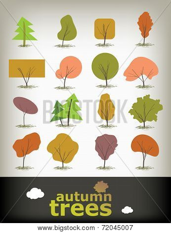 Vector Autumn Tree Set