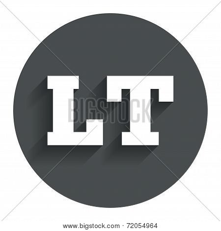 Lithuanian language sign icon. LT translation