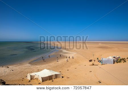 Traditional Sahara Tents On Desert