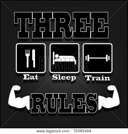 three rules for muscle growth over black.
