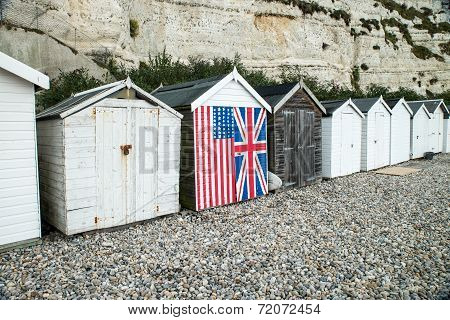 A row of beach huts