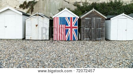 A row of beach huts
