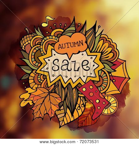 Vector decorative autumn sale blurred background