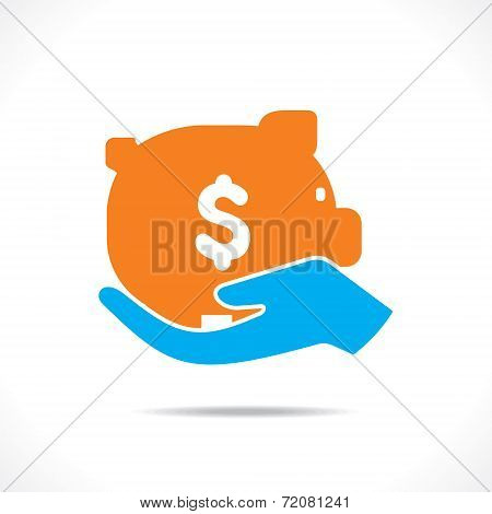 saving money concept or hold piggy bank in hand vector
