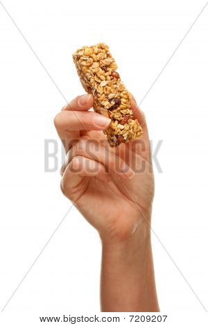 Barra de Granola de exploração de mulher em branco
