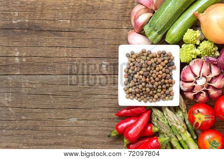 Raw Organic Roveja Beans And Vegetables