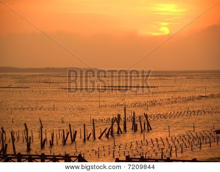 Zonsondergang op de Cigu Lagoon