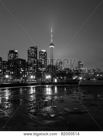 Cn Tower And Buildings In The Winter