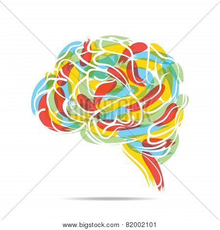 abstract painted brain design vector