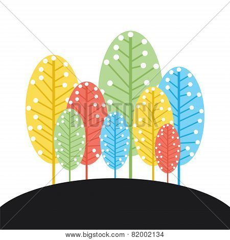 colorful tree forest background vector