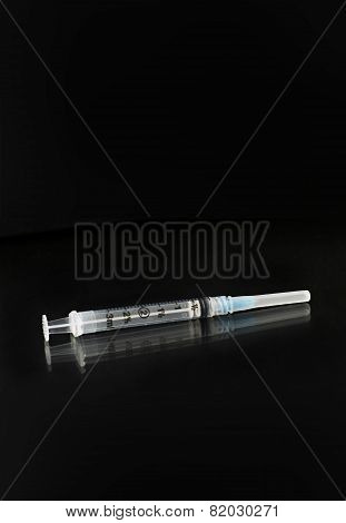 One medical vaccination syringe