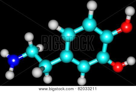 Dopamine molecule isolated on black