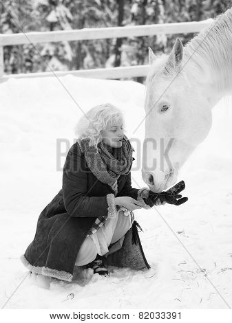 White Horse And Woman