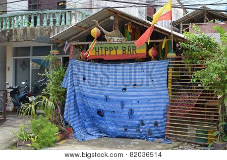 Phuket, Thailand-Sept,26 2014: Closed Hippie Bar on Kata Beach, Phuket