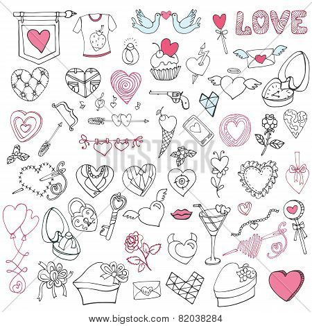 Romantic big bundle.Hand drawing Valentine,wedding decor