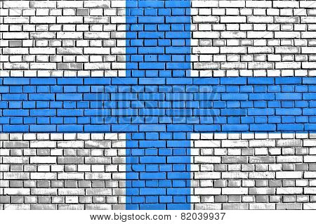 Flag Of Marseille Painted On Brick Wall