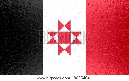 Udmurtia flag on metallic metal texture