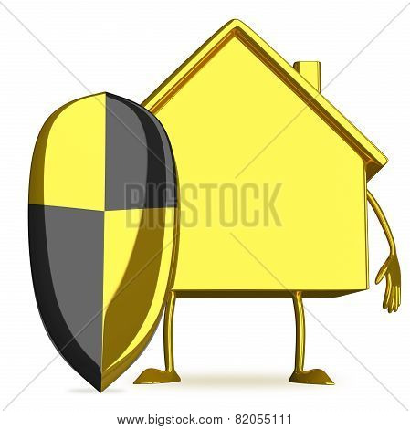 Gold Cottage Character With Shield
