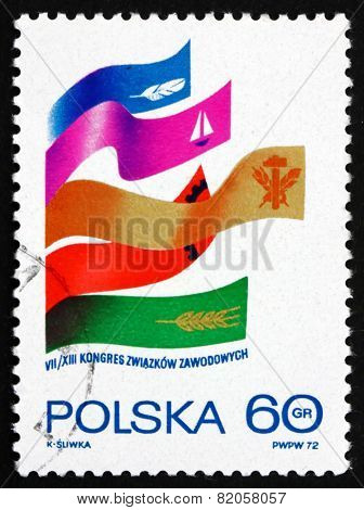 Postage Stamp Poland 1972 Ribbons With Symbols Of Trade Union