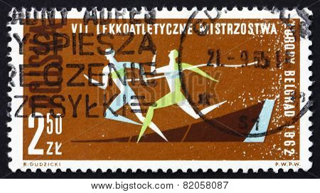 Postage Stamp Poland 1962 Race 100M Dash