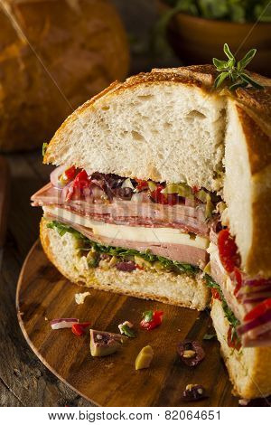 Cajun Muffaletta Sandwich With Meat And Cheese