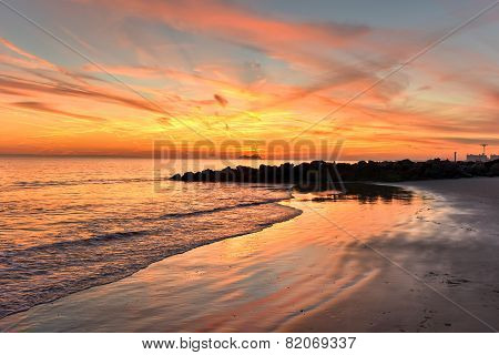 Coney Island Beach At Sunset.
