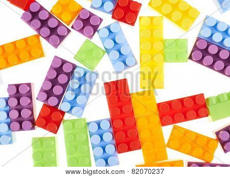 Surface covered with toy bricks
