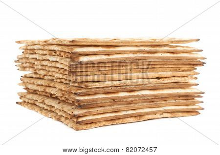 Pile of machine made matza flatbread