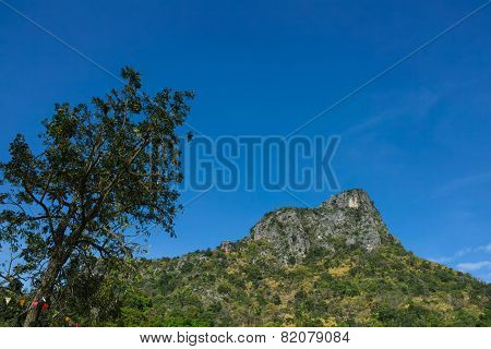 Big Mountain Landscape On Clear Blue Sky