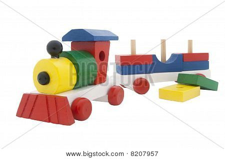 Tren de madera multicolor