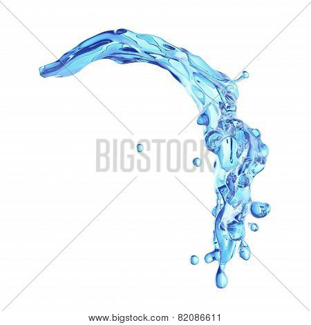 blue water splash isolated on white background