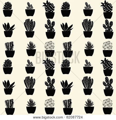 Seamless Cactus Pattern - Illustration