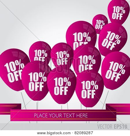 Purple Balloons With Sale Discounts 10 Percent.