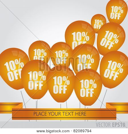 Orange Balloons With Sale Discounts 10 Percent.