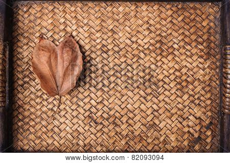 Green Leaf On Hand Work Bamboo Texture