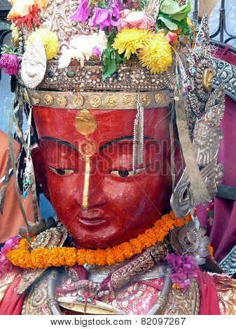 Face of Dipankar effigy at Panchadan festival, Nepal