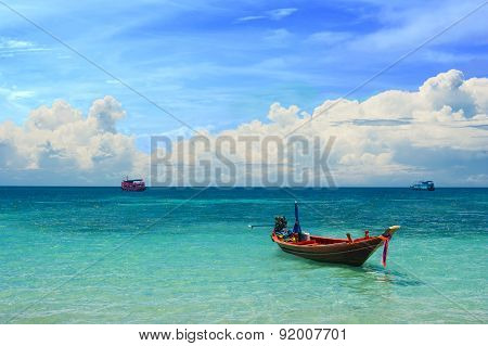 Small taxi boat in the tropical sea