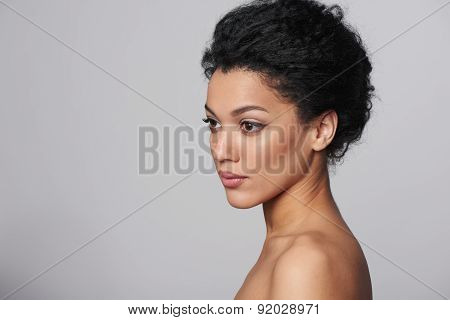 Beauty closeup profile portrait of beautiful woman