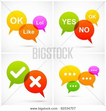 Set of colorful speech bubbles