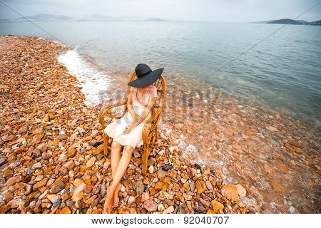 Woman resting on the beach
