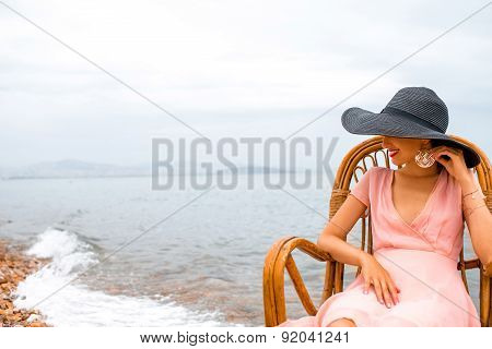 Woman resting on the beach