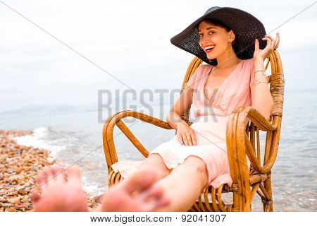 Woman resting on the beach