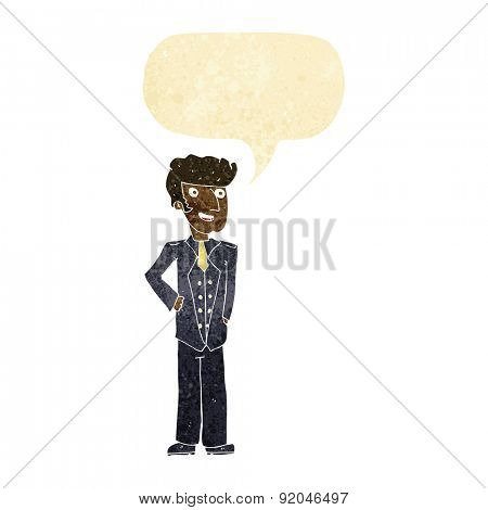 cartoon upperclass man with speech bubble