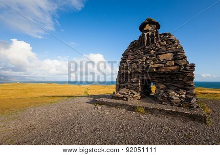 Sculpture Of Bardur In The Snaefellsness Peninsula, West Iceland