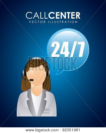 Call center design over blue background vector illustration